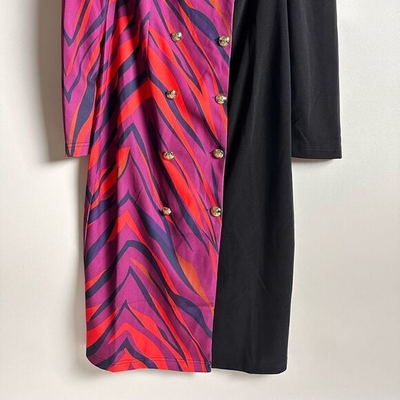 Color block  button down midi dress - Picture 8 of 13